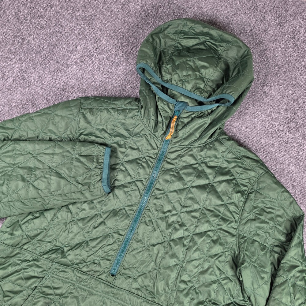 LL Bean Katahdin Insulated Pullover Mens M Tall Green Quilted Half Zip Hoodie